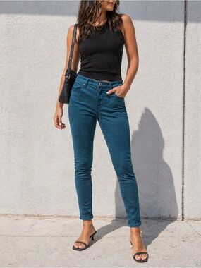 Arizona Super Skinny Teal Jeans Size 13 Mid Rise Stretch Denim